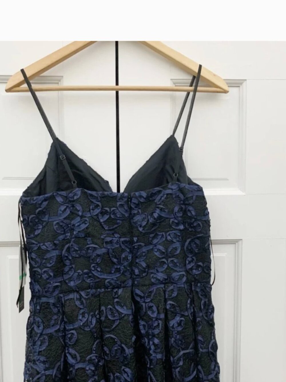 Nicole Miller New York Navy Blue Floral Lace Maxi Dress Sz 12 - Picture 8 of 8